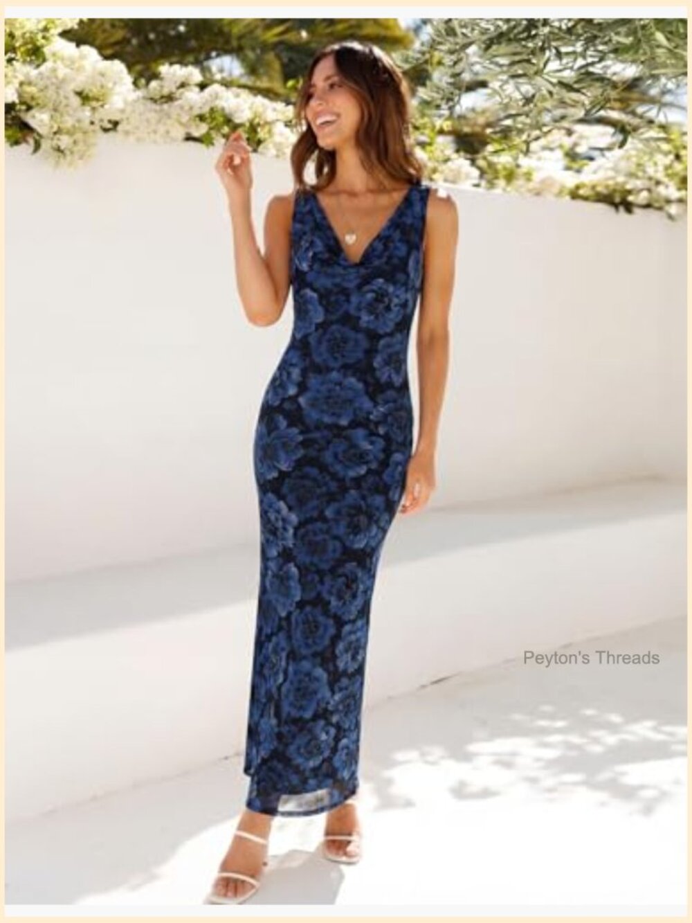 Elegant Bodycon Maxi Cocktail Dress Cowl Neck Sleeveless Formal Wedding Guest - Picture 4 of 7